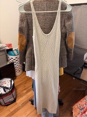 Abercrombie & Fitch Cream Scoop Neck Maxi Knit Dress